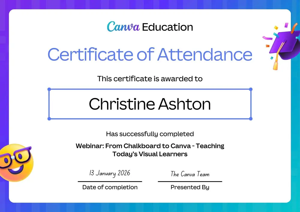 Sample Canva certificate of attendance